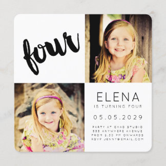 Carte photo moderne de quatre enfants de quatre an
