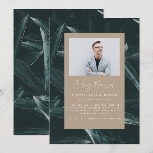 Carte Photo moderne élégante de la peine de compassion (Devant / Derrière)