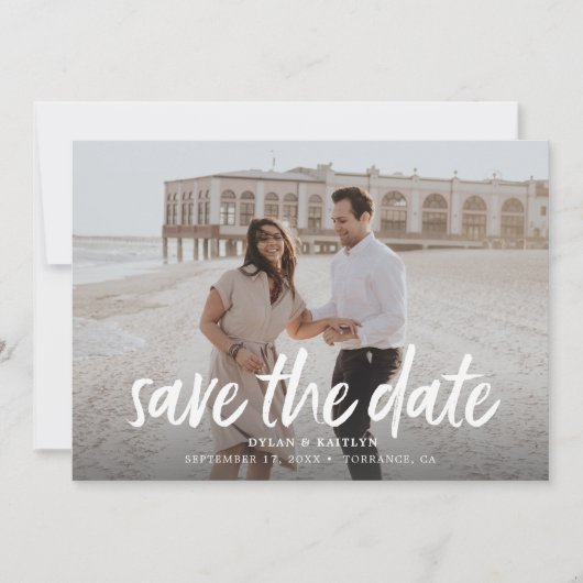 Carte Photo moderne en marbre Enregistrer les dates (Devant)