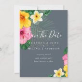 Carte Photo moderne Enregistrer Dates FLEURS TROPICALES (Devant)