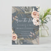 Carte Photo moderne Enregistrer Dates PAMPAS Coral Tropi (Debout devant)