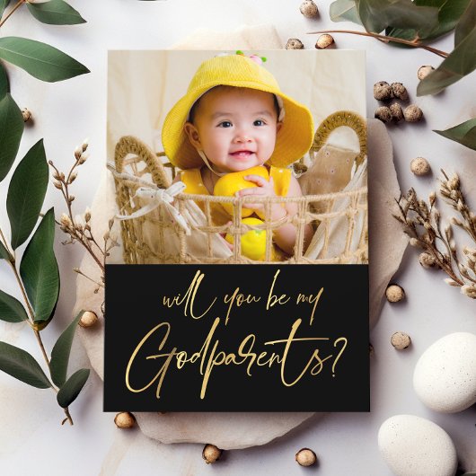 Carte Photo moderne Godparents Proposition