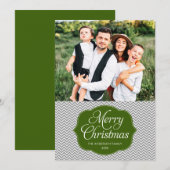 Carte photo moderne Green Grey Chevron Christmas (Devant / Derrière)