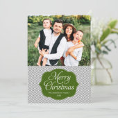 Carte photo moderne Green Grey Chevron Christmas (Debout devant)
