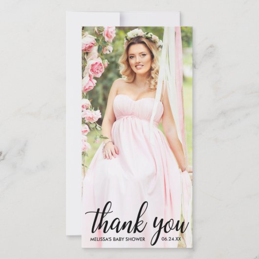 Carte photo moderne L de Merci de baby shower (Devant)