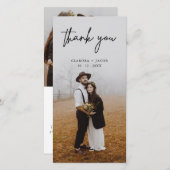 Carte photo moderne Mariage de calligraphie Merci (Devant / Derrière)