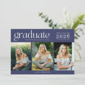 Carte Photo moderne Marine Bleu Lycée Graduation (Debout devant)