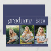 Carte Photo moderne Marine Bleu Lycée Graduation (Devant / Derrière)