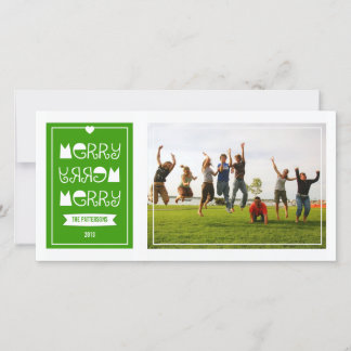 Carte photo moderne Merry Merry Green Christmas