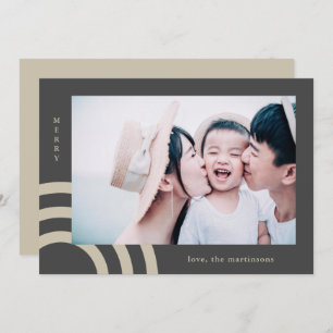 Carte photo moderne Merry Taupe et Grey Christmas