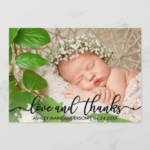 Carte photo moderne New Baby Love and Thanks