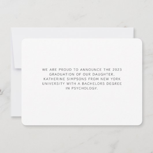 Carte photo moderne noir & blanc Gradué Deux (Dos)