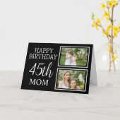 Carte Photo moderne noir et blanc 45e anniversaire de ma (Fleur jaune)