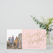 Carte photo moderne Pink Merry et Confetti brillan (Debout devant)