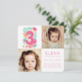 Carte photo moderne pour les trois ans de petites (Debout devant)