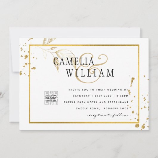 Carte PHOTO moderne QR CODE Mariage Inviter ou Enregistr (Devant)