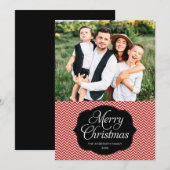 Carte photo moderne Red Black Chevron Christmas (Devant / Derrière)