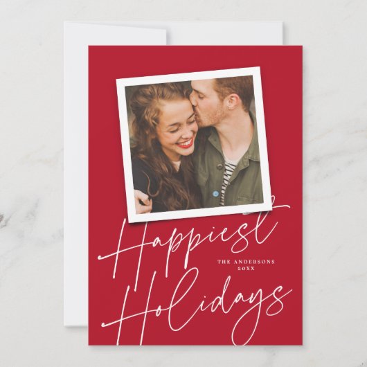 Carte photo moderne Red Script des vacances les pl (Devant)