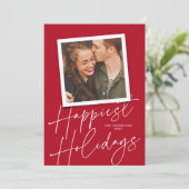 Carte photo moderne Red Script des vacances les pl (Debout devant)