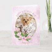 Carte Photo moderne rose or fleuri Wreath Chien photo An (Devant)