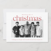 Carte photo moderne rouge et blanc pour Noël d'aff (Devant)