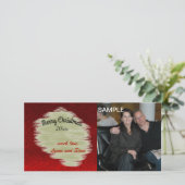 Carte photo moderne rouge et or de Noël (Debout devant)