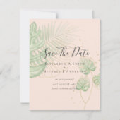 Carte Photo moderne SAVE DATES Topique Feuille Gold (Devant)