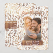 Carte Photo Moderne 'Save the Date' à Feuille de C (Devant / Derrière)