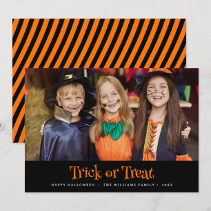 Carte Photo Moderne Trick Or Treat Joyeux Halloween