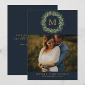 Carte photo Monogramme de couronne de vacances (Devant / Derrière)