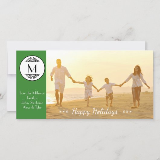 Carte photo - Monogramme Vert Vintage (Devant)