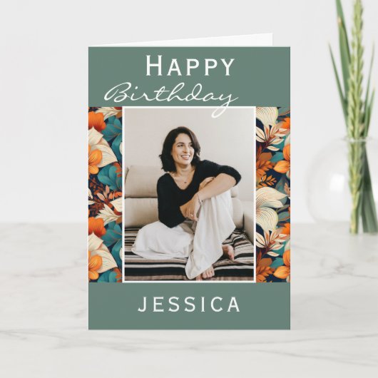 Carte Photo Motif de la feuille de fleurs tropicale mode (Devant)