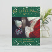 Carte photo neige Joyeux Noël Or vert (Debout devant)