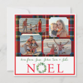 Carte PHOTO Noël Aquarelle Plaid NOEL Wreath (Devant)
