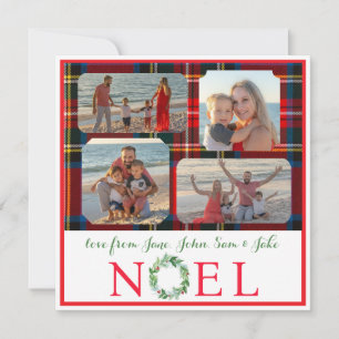 Carte PHOTO Noël Aquarelle Plaid NOEL Wreath