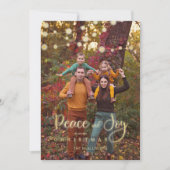 Carte Photo Noël Lumières Paix Joie Script Whimsical (Devant)