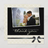 Carte photo noir et blanc chic de Merci (Devant / Derrière)