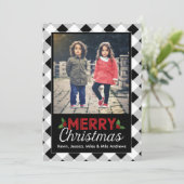 Carte photo noir et blanc de Noël de plaid de (Debout devant)