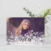 Carte Photo Nouvel An avec Flare Bokeh |  (Debout devant)