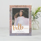 Carte Photo Nouvel An Confettis Dorés (Debout devant)