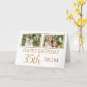 Carte Photo Or et blanc moderne 35e anniversaire de mama (Fleur jaune)