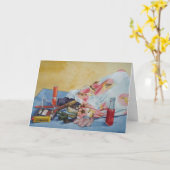 Carte photo originale de vie morte du sac maquillage vin (Fleur jaune)