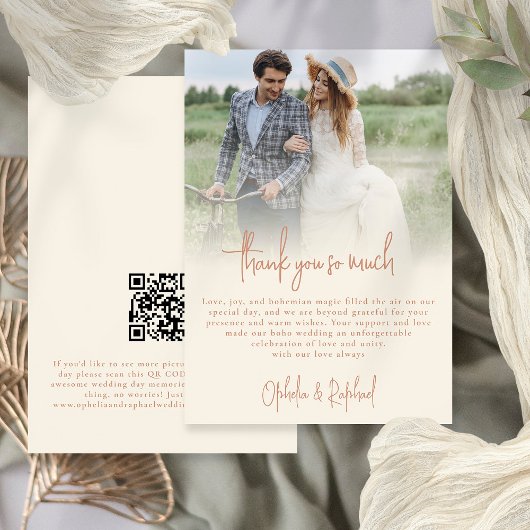 Carte Photo Overlay Script Terracotta Crème Merci