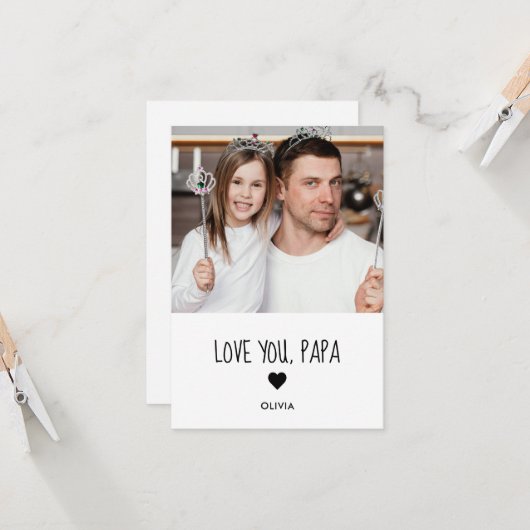 Carte photo Papa je t'aime (Devant/Arrière en situation)