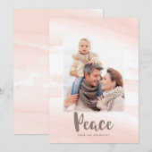 Carte photo PEACE en aquarelle moderne | Blush (Devant / Derrière)