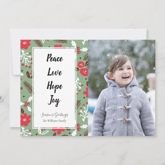 Carte photo Peace Love Hope Joy Christmas (Devant)