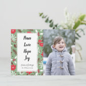Carte photo Peace Love Hope Joy Christmas (Debout devant)