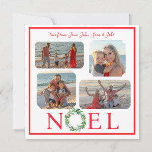 Carte PHOTO peinte à la main Noël Fêtes de Noël Wreath N