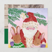 carte photo père Noël et lapins (Devant / Derrière)