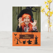 Carte photo personnalisable Haunted Fun Halloween (Fleur jaune)
